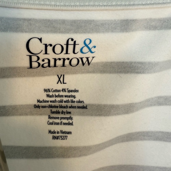 Croft & Barrow XL Navy White Stripes Nautical Staple - Picture 2 of 3